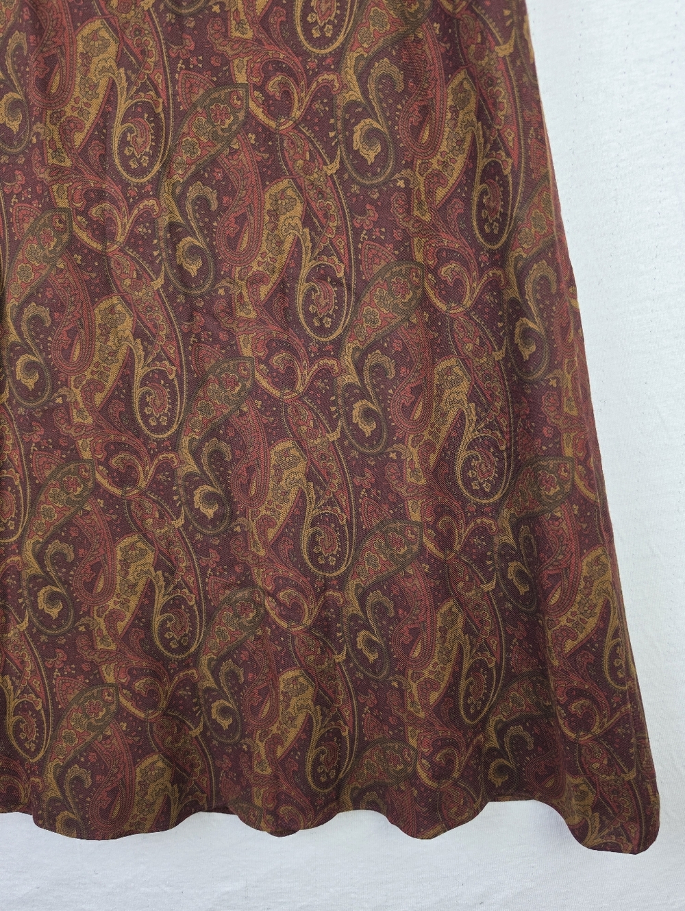 LAUREN Ralph Lauren Midi Skirt Wool Rayon A-line Paisley Print Boho Y2K size 4 - Picture 9 of 9